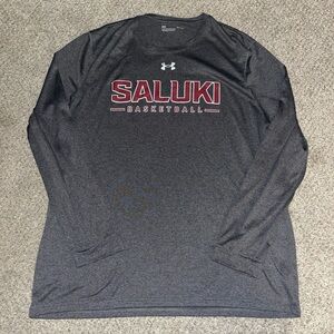 Under Armour SIU Salukis Basketball Long Sleeve Shirt Size Large Gray Dri Fit